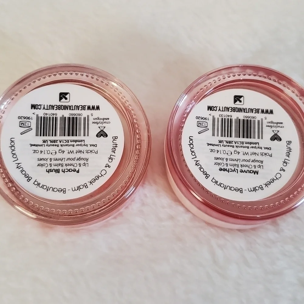 Beautaniq Beauty London Butter Lip & Cheek Balm 2 Pk Peach Blush & Mauve Lychee